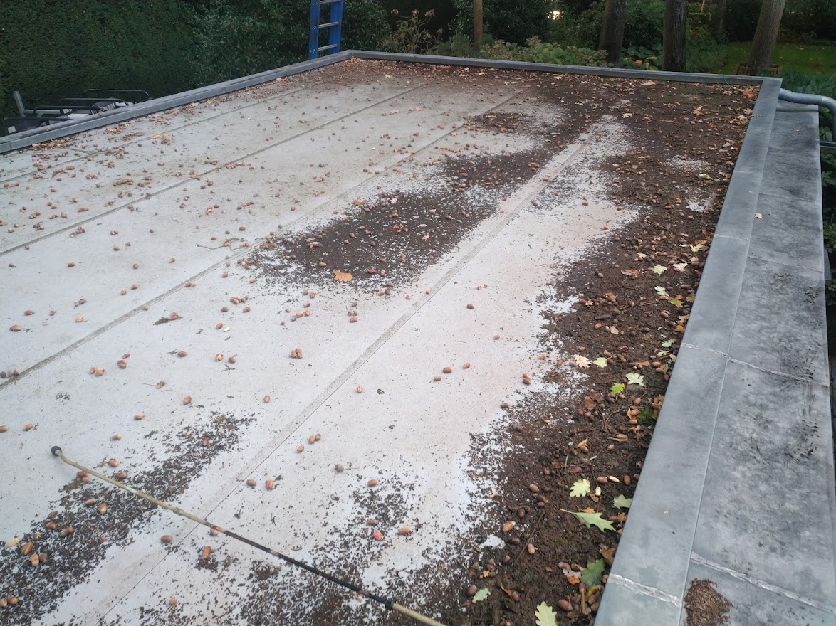 Plat Dak schoonmaken VOOR